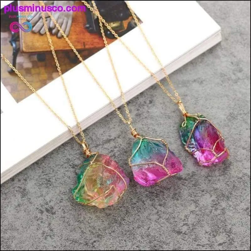 Handmade Natural Rainbow Quartz Crystal Necklace