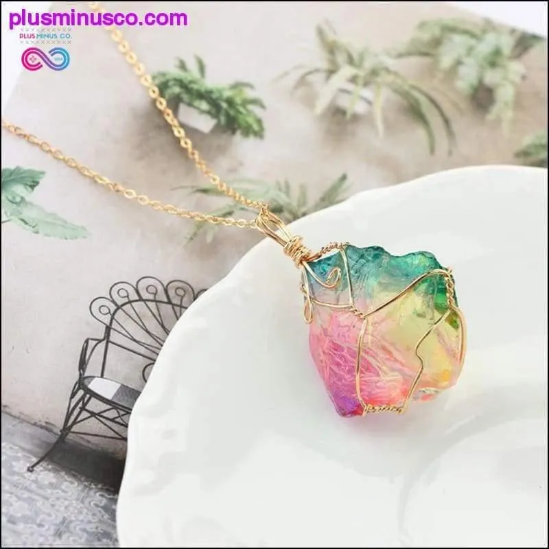 Handmade Natural Rainbow Quartz Crystal Necklace