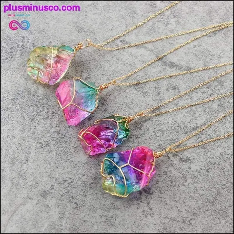 Handmade Natural Rainbow Quartz Crystal Necklace
