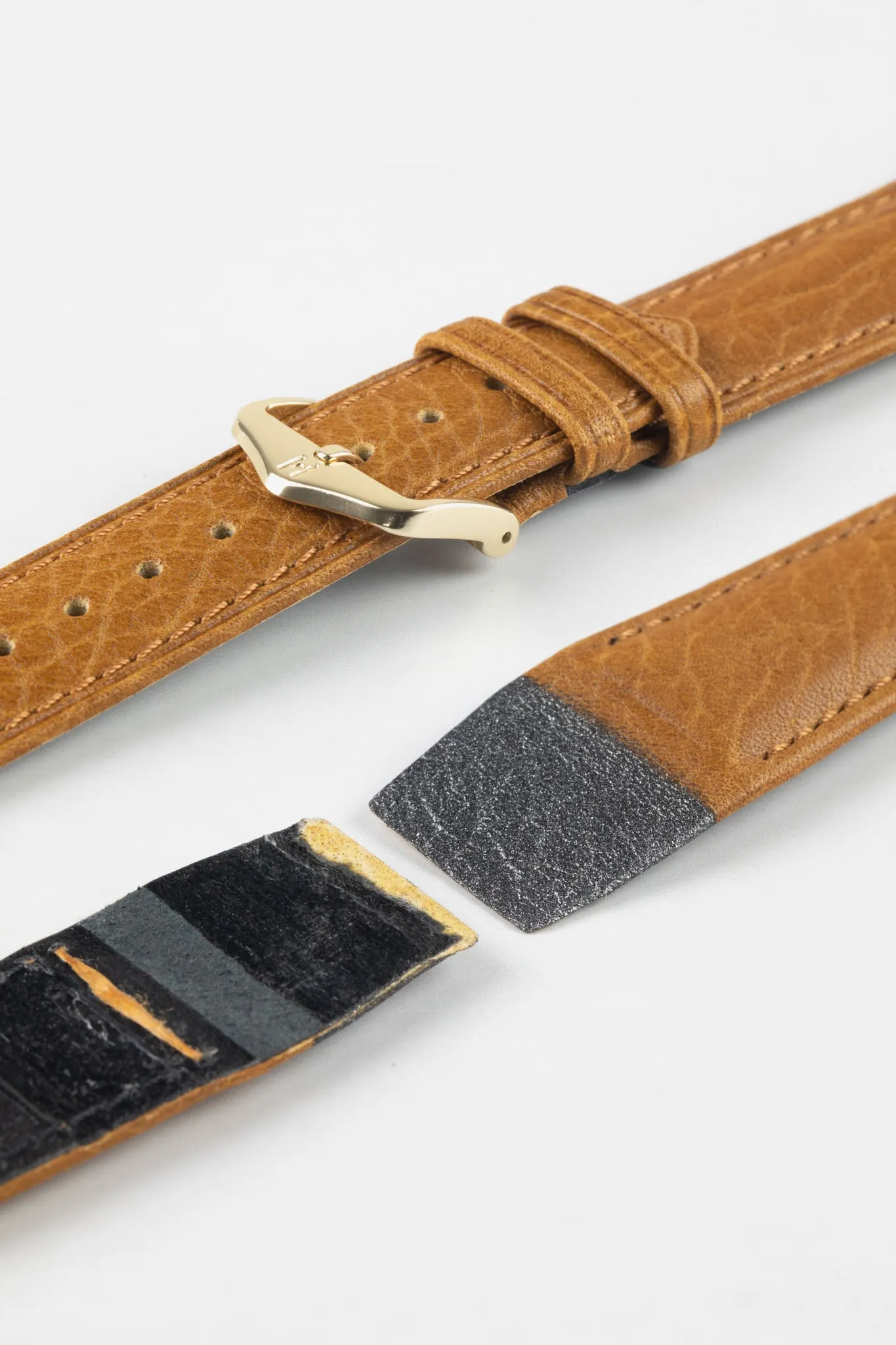 Hirsch CAMELGRAIN Open-Ended No-Allergy Leather Watch Strap in HONEY