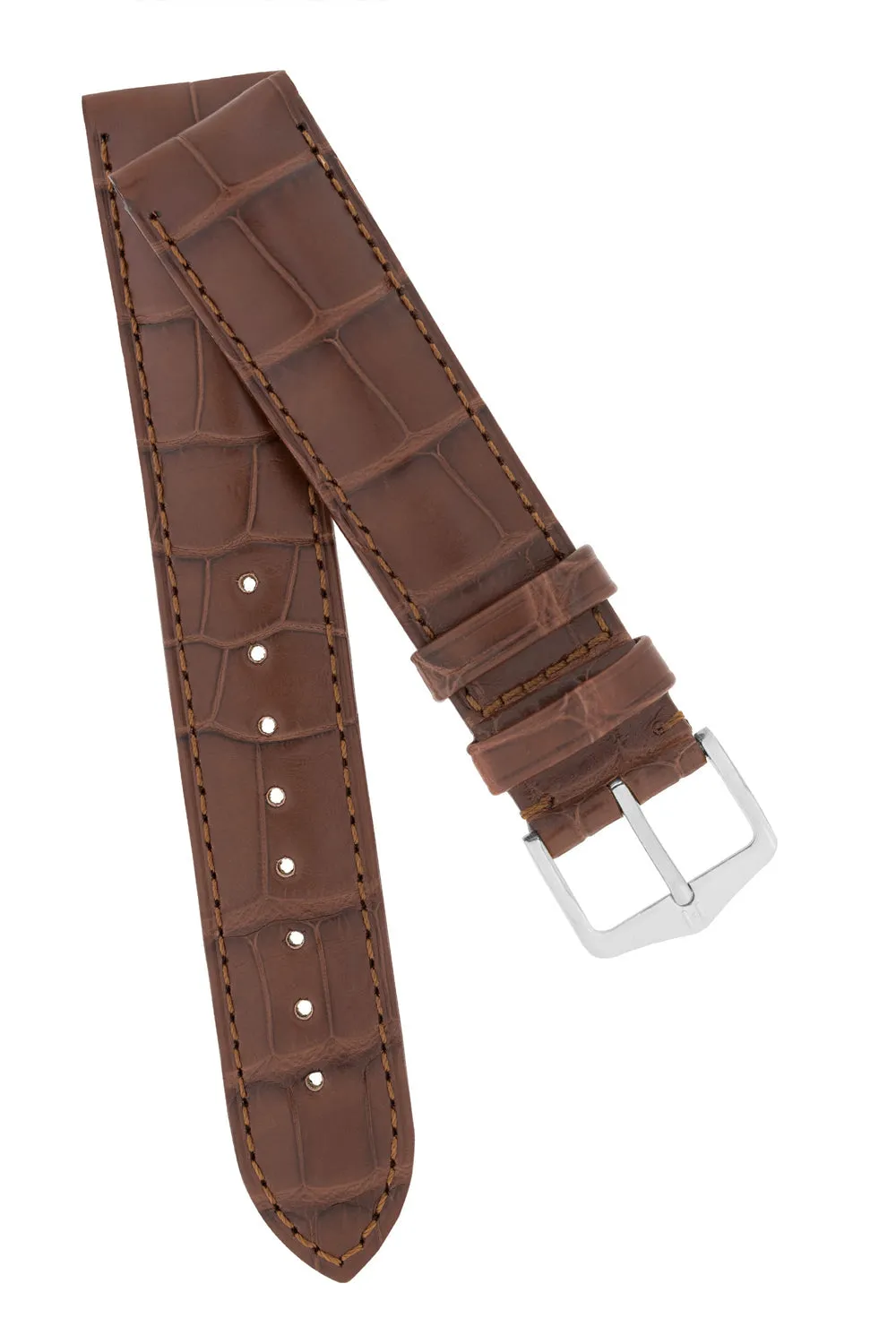 Hirsch EARL Genuine Alligator Watch Strap in BROWN
