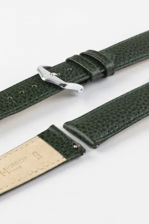Hirsch KANSAS Buffalo Embossed Calf Leather Watch Strap in GREEN