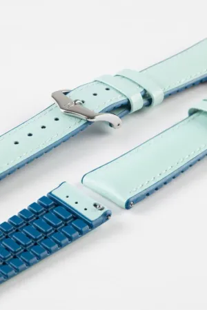 Hirsch LINDSEY Ladies Leather & Rubber Performance Watch Strap in BLUE/PETROL