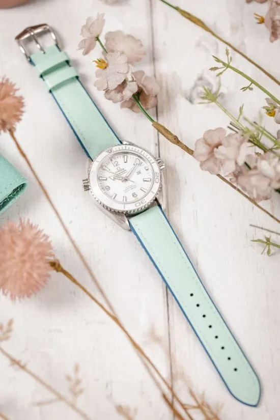 Hirsch LINDSEY Ladies Leather & Rubber Performance Watch Strap in BLUE/PETROL