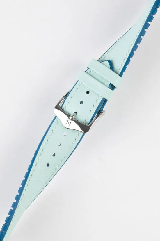 Hirsch LINDSEY Ladies Leather & Rubber Performance Watch Strap in BLUE/PETROL