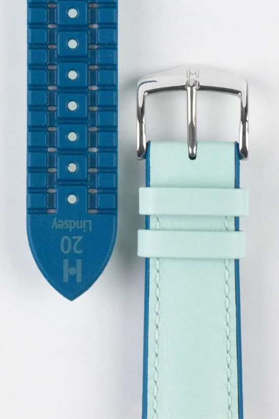 Hirsch LINDSEY Ladies Leather & Rubber Performance Watch Strap in BLUE/PETROL