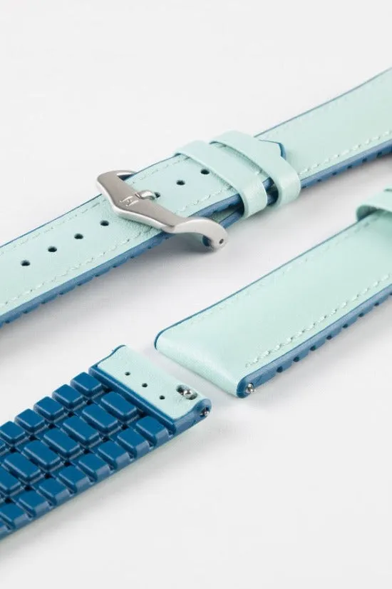Hirsch LINDSEY Ladies Leather & Rubber Performance Watch Strap in BLUE/PETROL