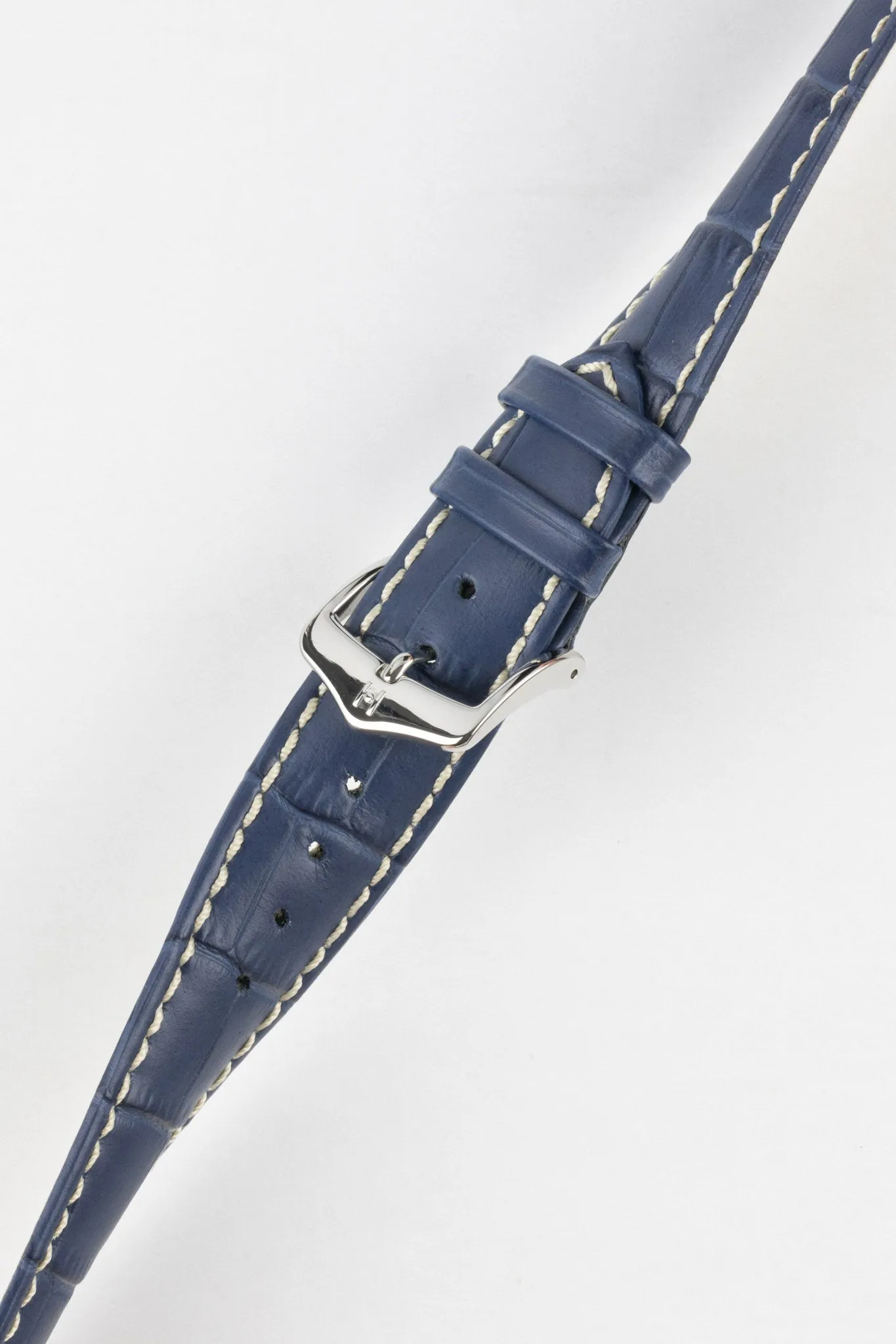 Hirsch MODENA Alligator Embossed Leather Watch Strap in BLUE