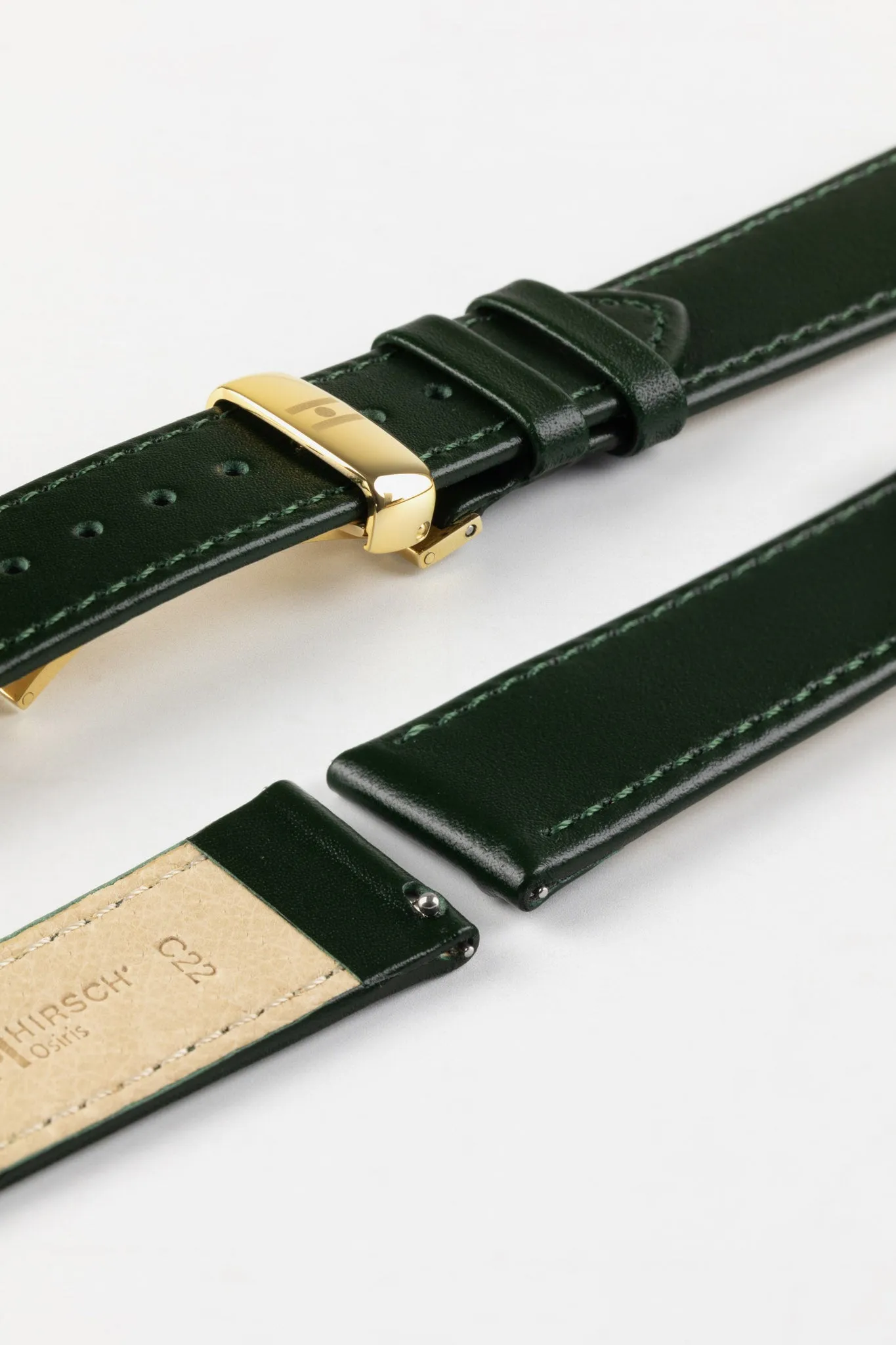Hirsch OSIRIS Calf Leather Watch Strap in GREEN