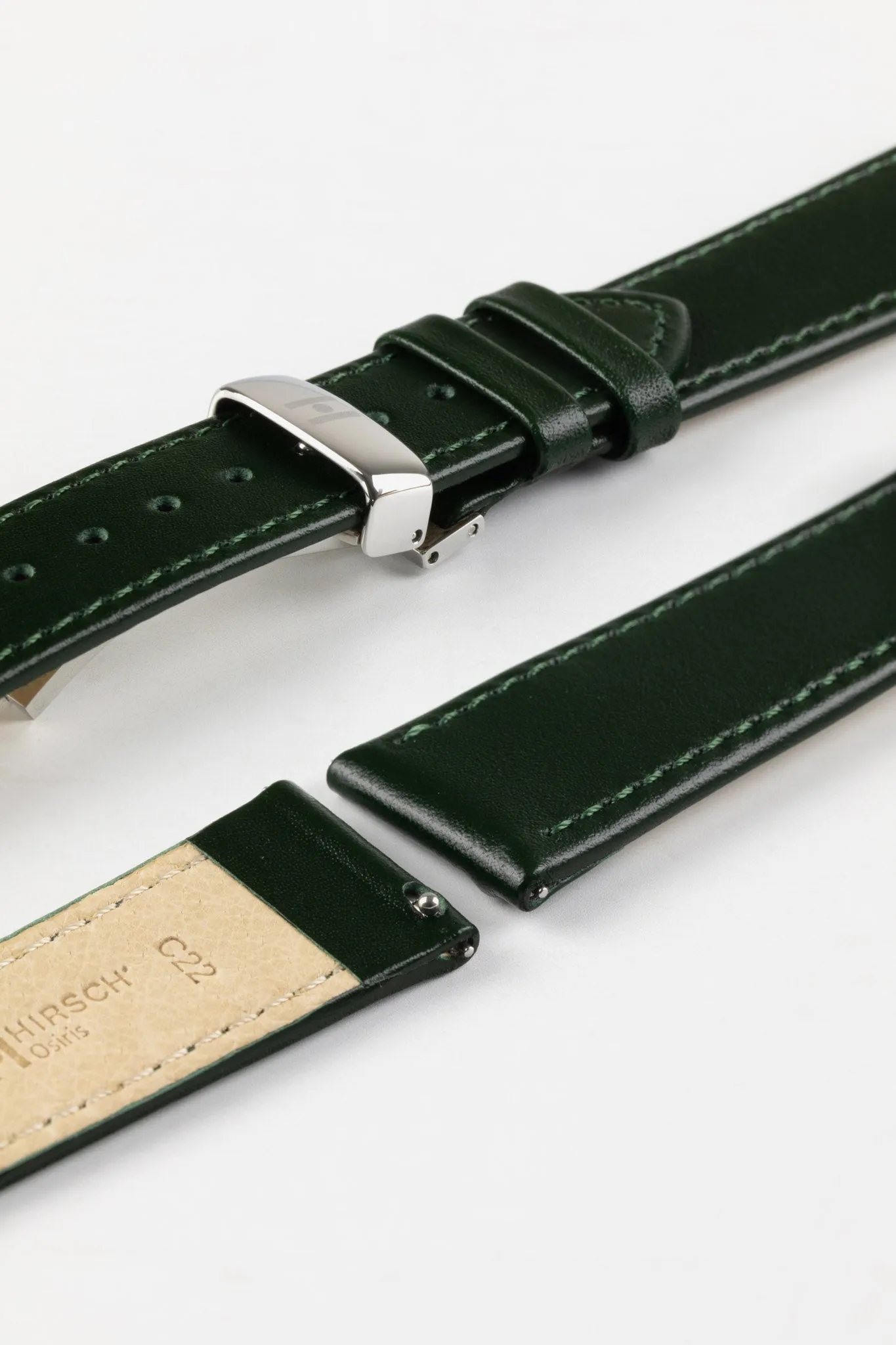 Hirsch OSIRIS Calf Leather Watch Strap in GREEN