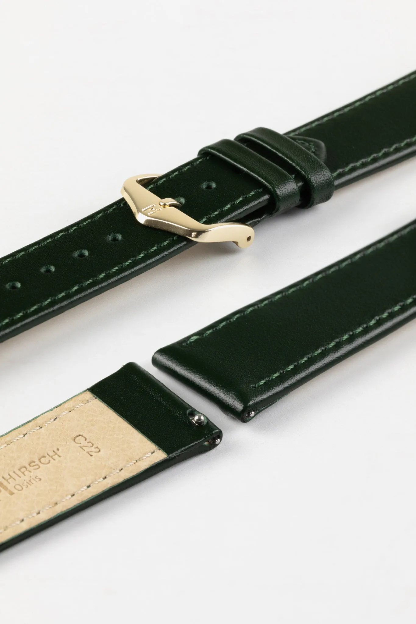 Hirsch OSIRIS Calf Leather Watch Strap in GREEN