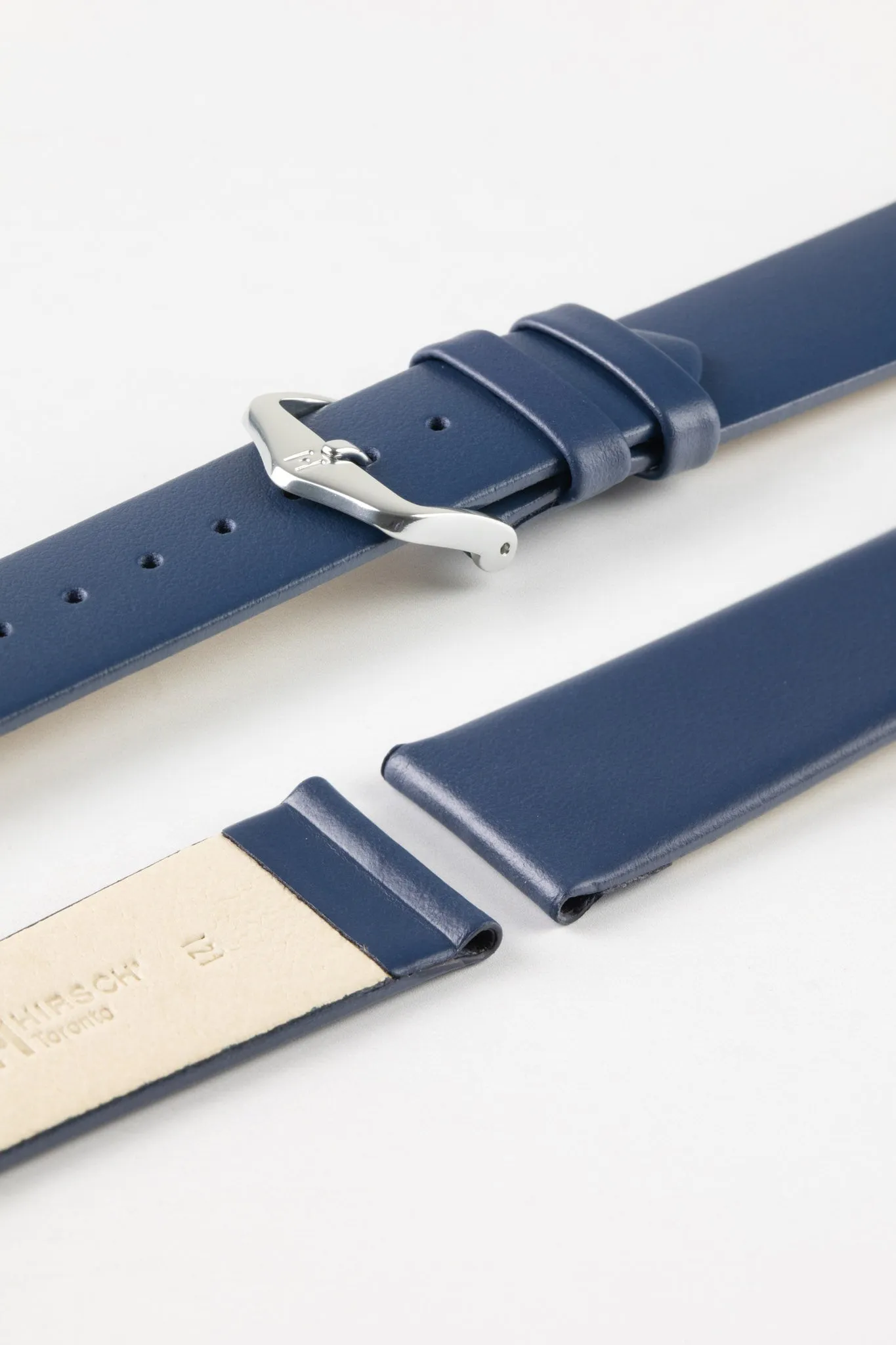 Hirsch TORONTO NQR Fine-Grained Leather Watch Strap in BLUE