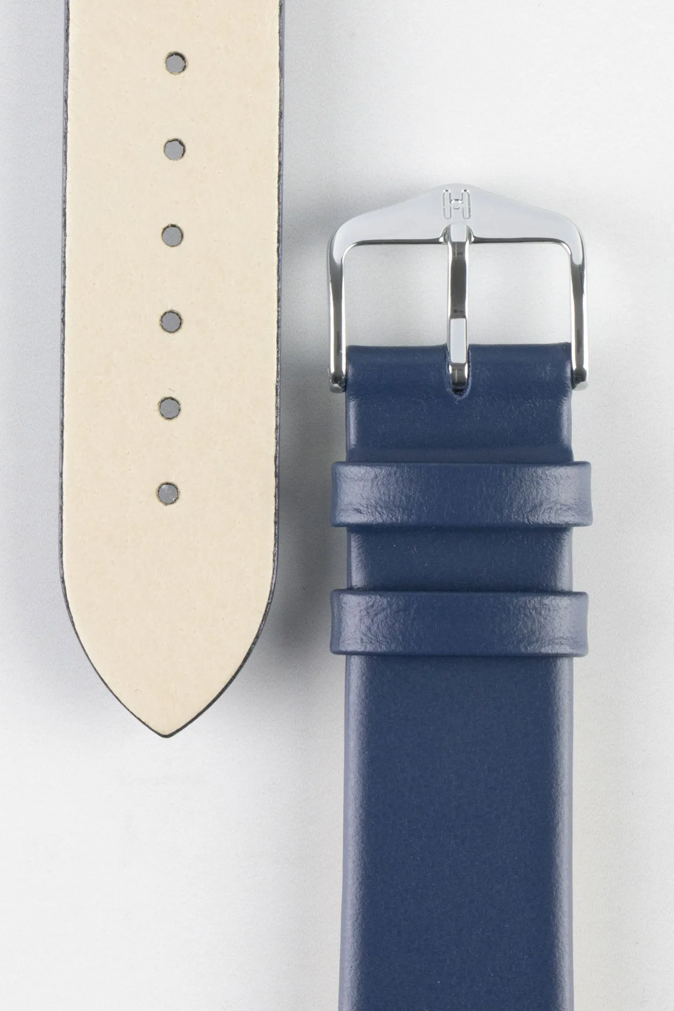 Hirsch TORONTO NQR Fine-Grained Leather Watch Strap in BLUE
