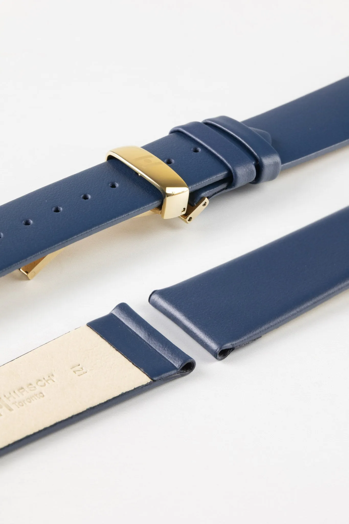 Hirsch TORONTO NQR Fine-Grained Leather Watch Strap in BLUE