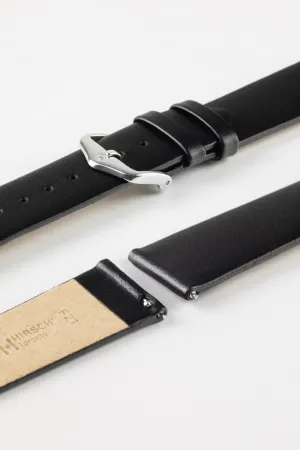 Hirsch TORONTO Quick Release Fine-Grained Leather Watch Strap in Black