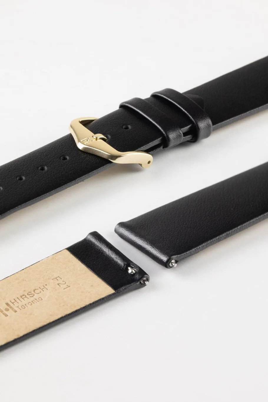 Hirsch TORONTO Quick Release Fine-Grained Leather Watch Strap in Black