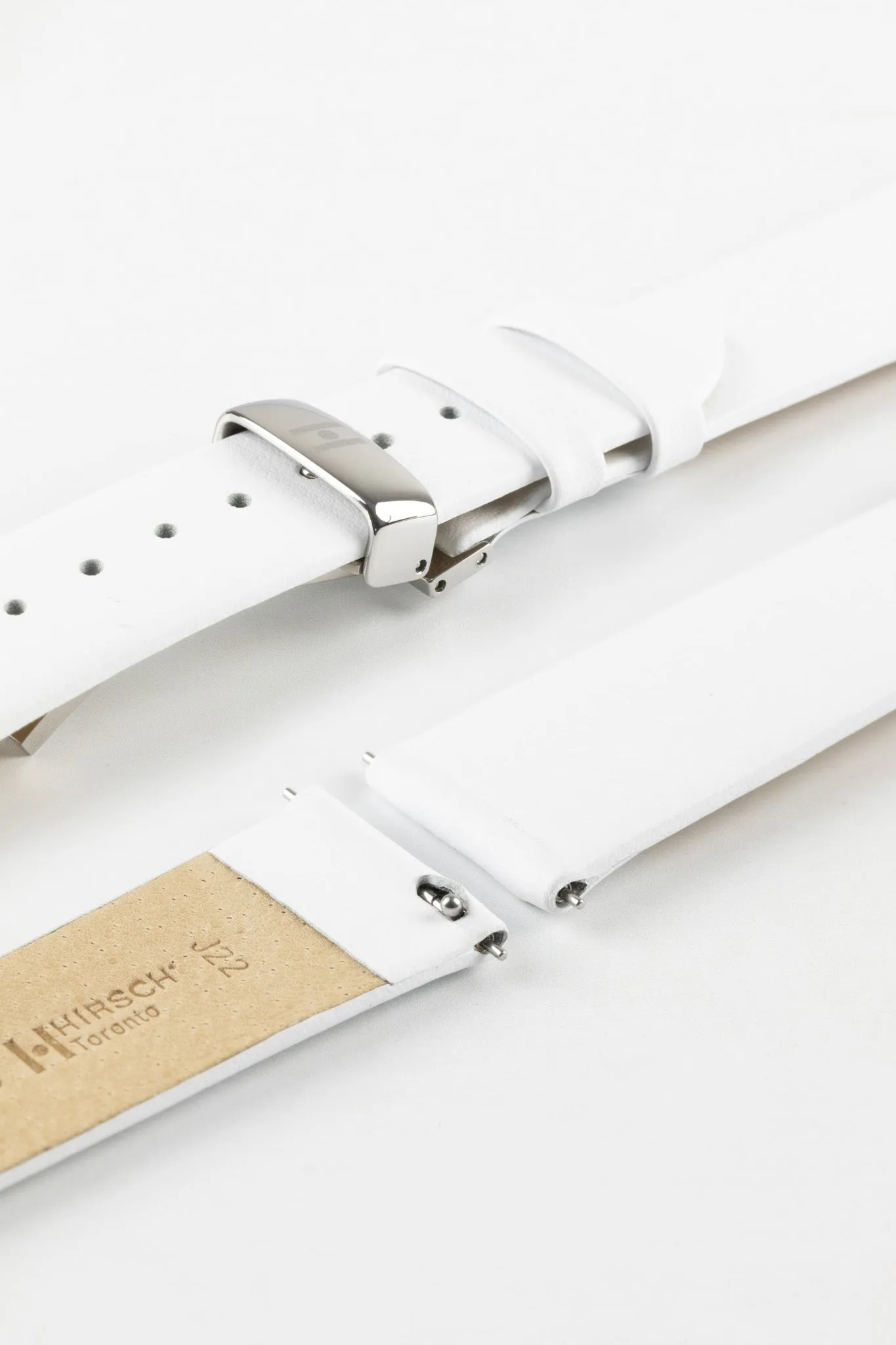 Hirsch TORONTO Quick-Release Fine-Grained Leather Watch Strap in WHITE