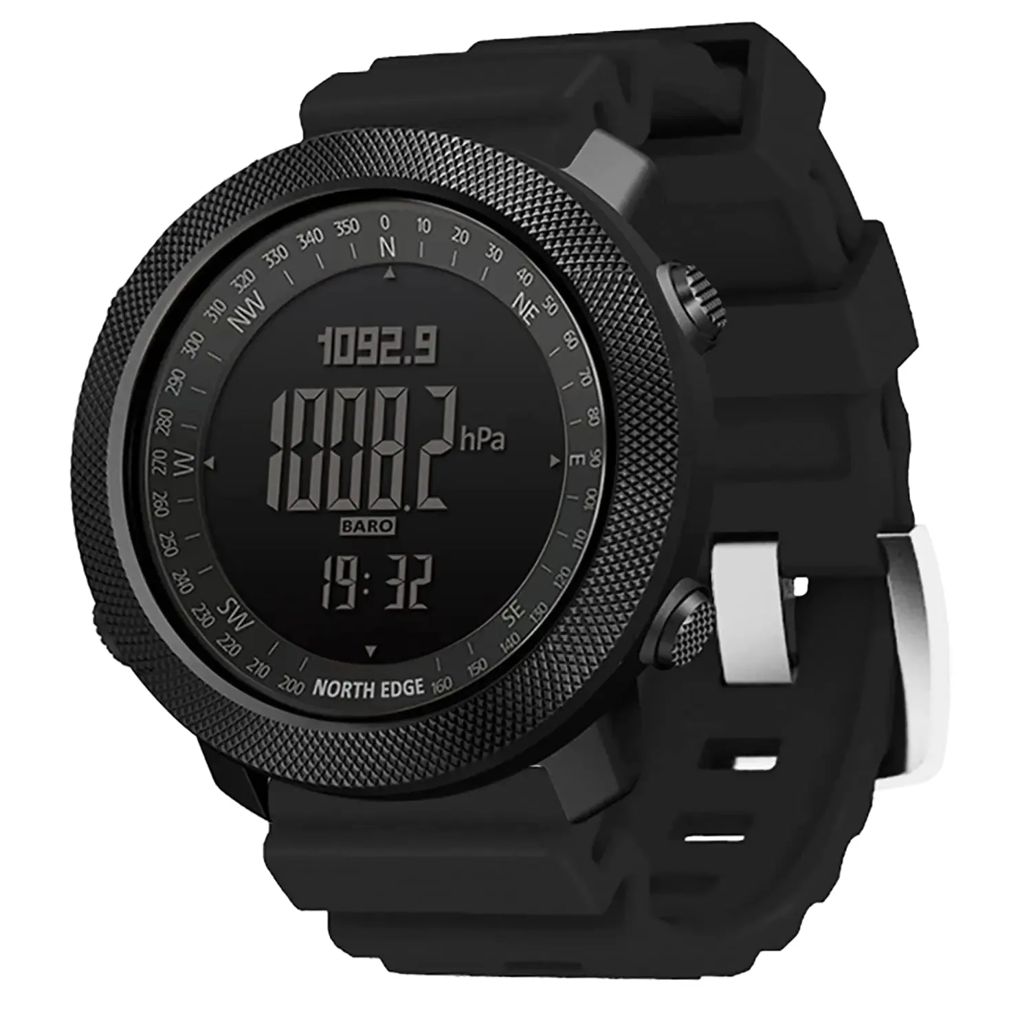 HOOSHU Tactical Watches for Men Digital Outdoor Survival Military Rock Solid Digital Watches with Durable Band Steps Tracker Pedometer Calories Apache (Silica Black)