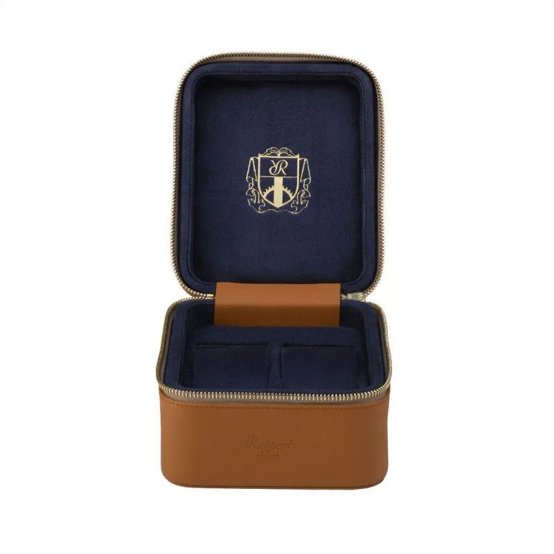 Hyde Park Tan Leather 2 Watch Zip Case