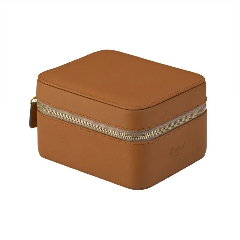 Hyde Park Tan Leather 2 Watch Zip Case