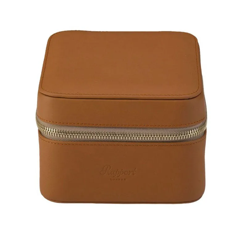Hyde Park Tan Leather 2 Watch Zip Case