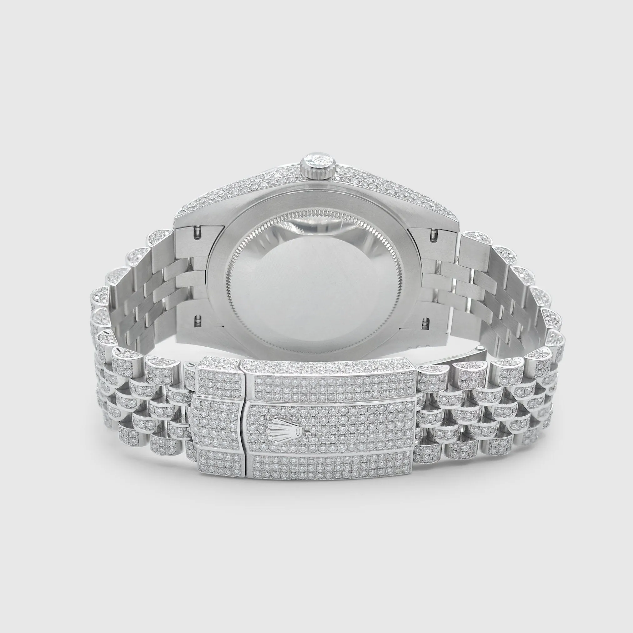Iced Out Rolex DateJust 41mm Stainless Steel Blue Dial Watch