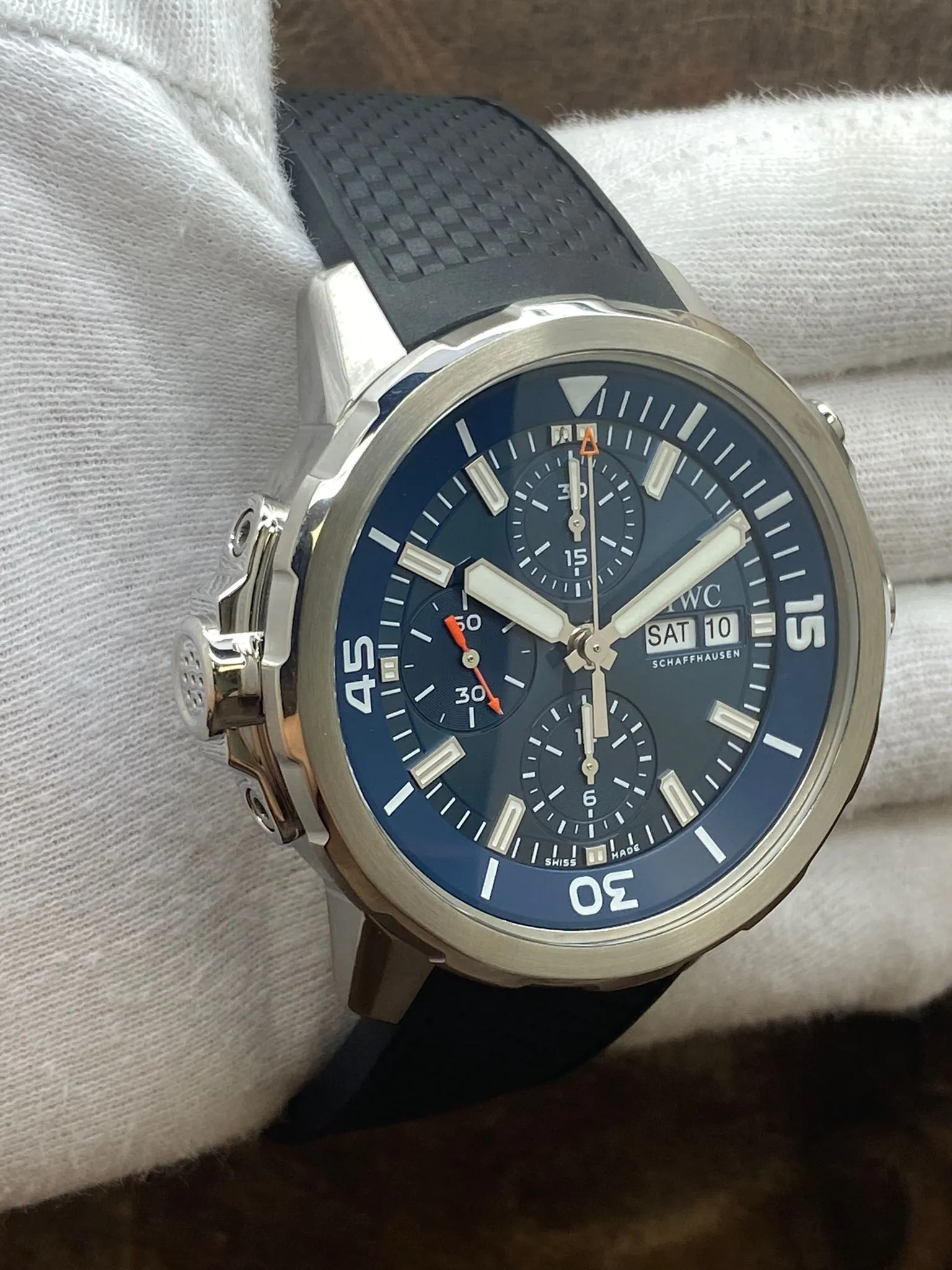 IWC Aquatimer Chronograph Cousteau IW376805 Blue Dial Automatic Men's Watch