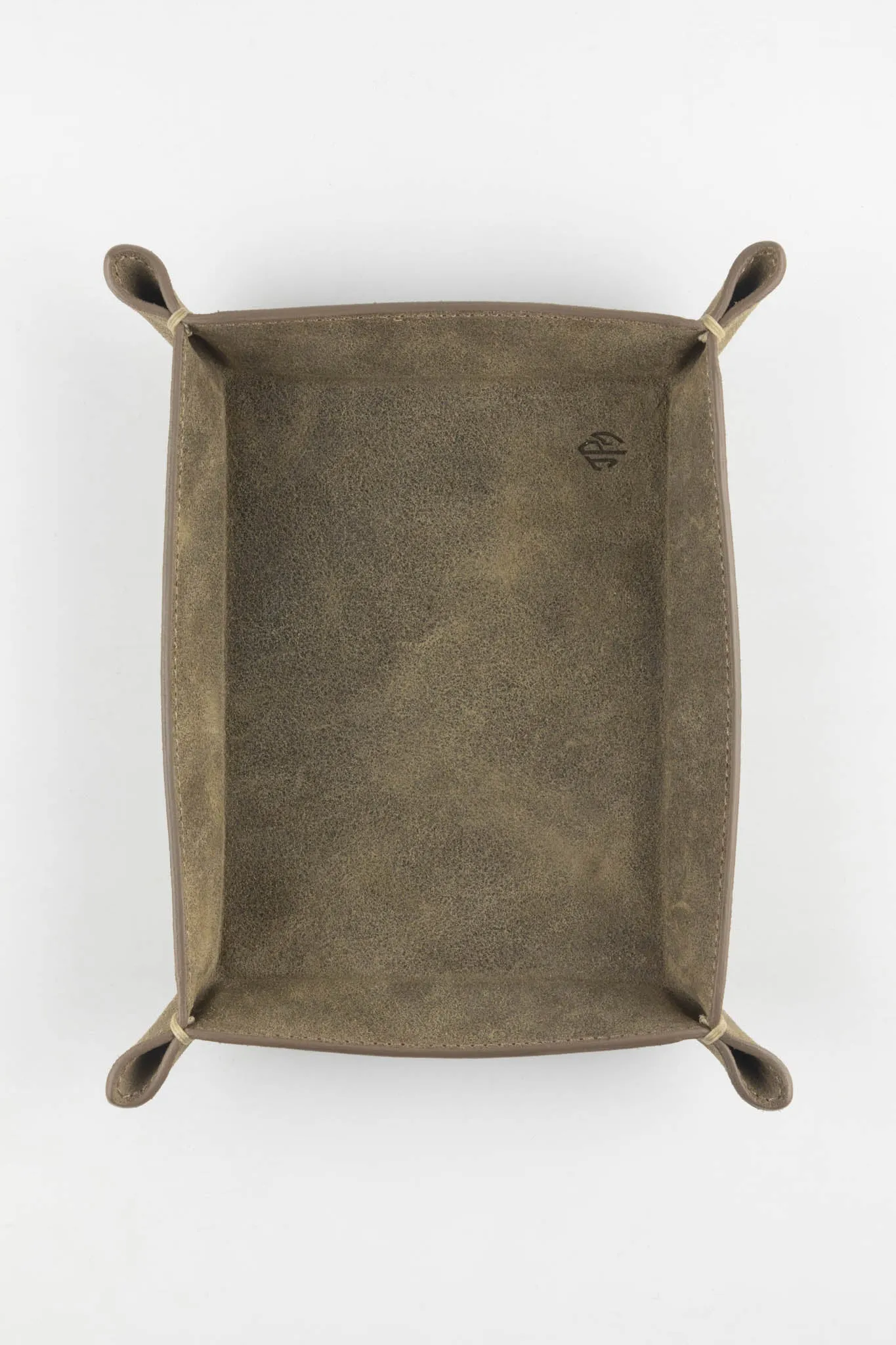 JPM Small Suede Leather Valet Tray in GREY