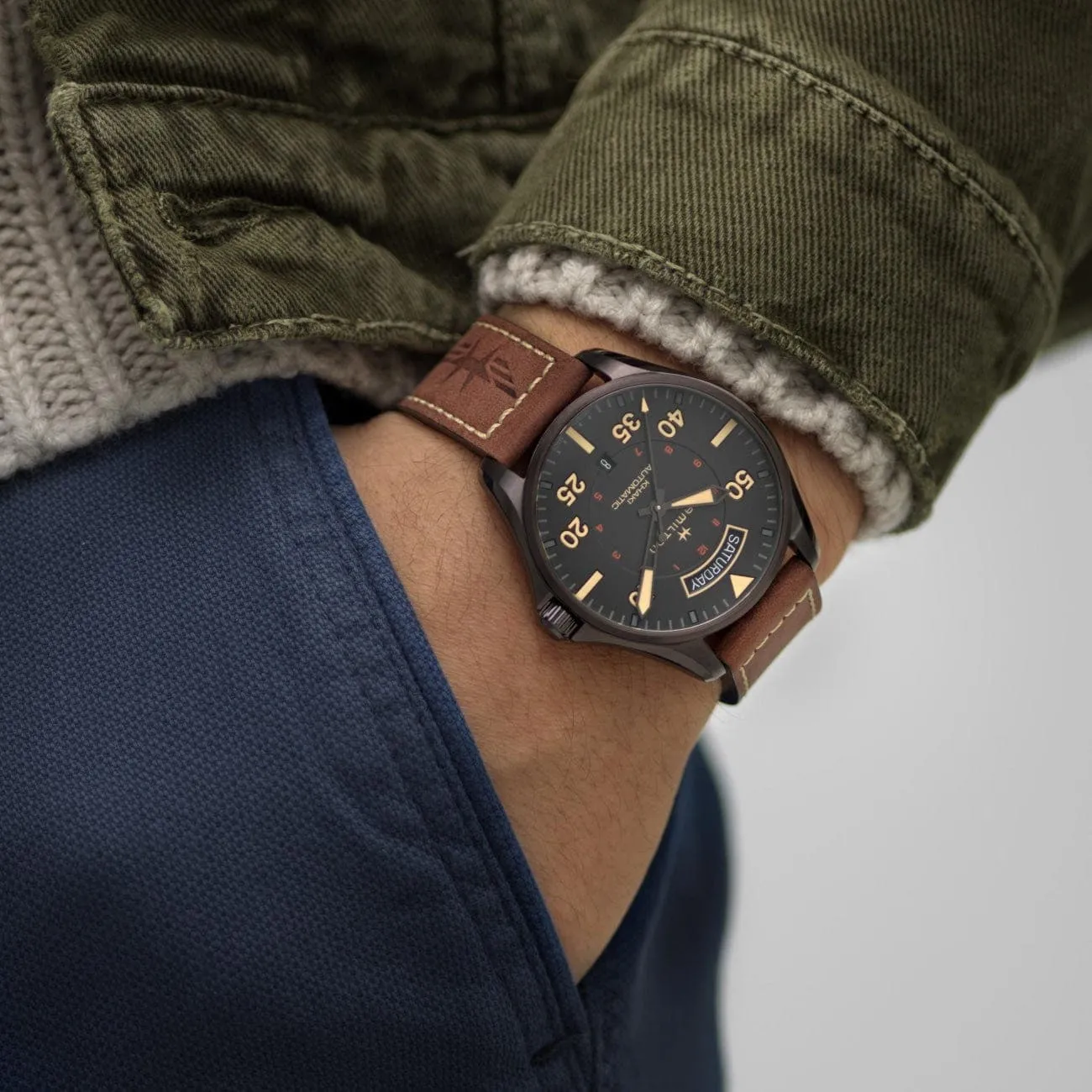 Khaki Pilot Day Date Auto