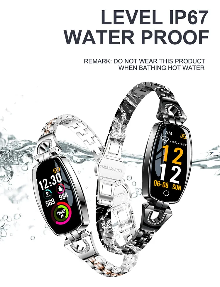 Latest ladies Smart Bracelet H8 Wrist-band 0.96inch Color Screen Luxury Fitness Tracker H8
