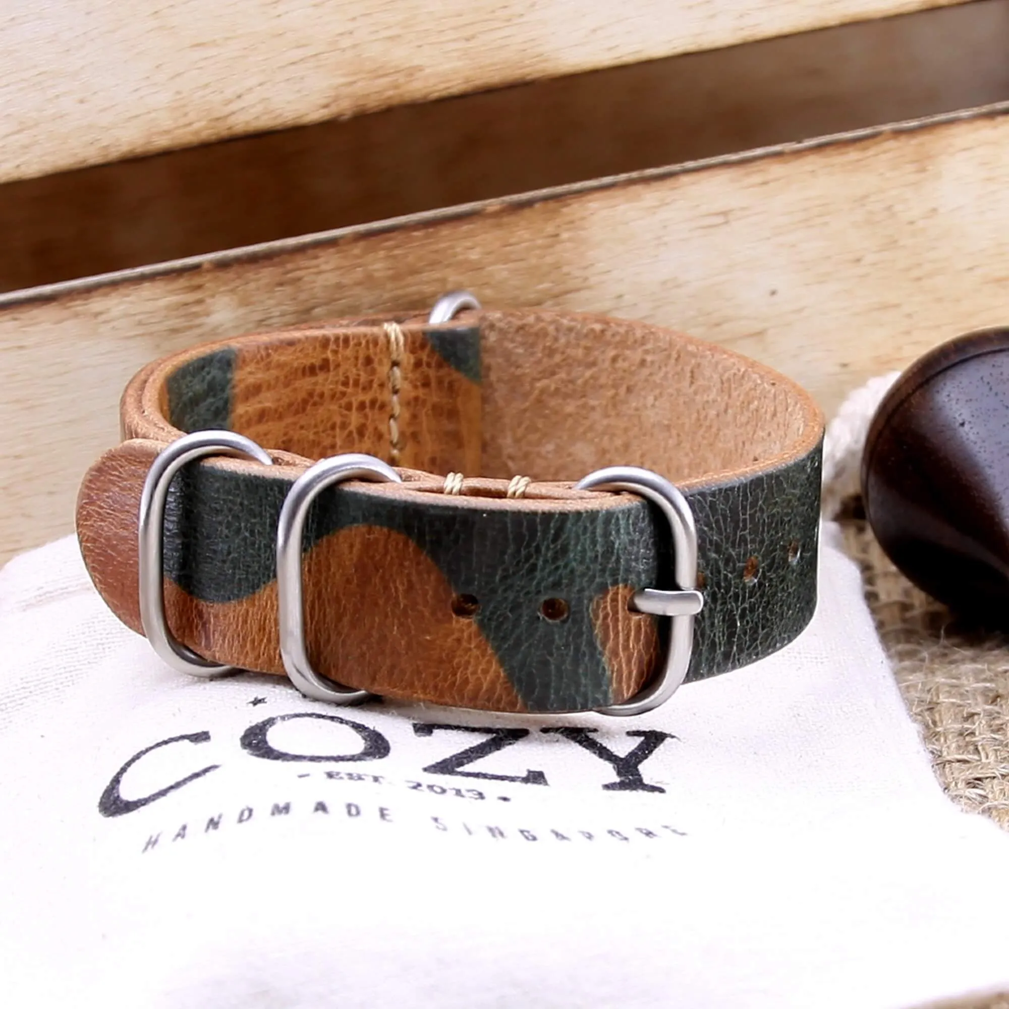 Leather Watch Strap, 4-Ring Military 101