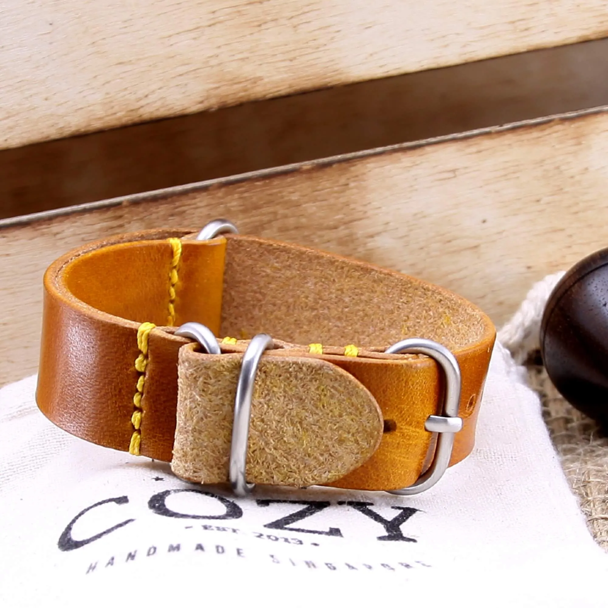 Leather Watch Strap, 4-Ring Military 104