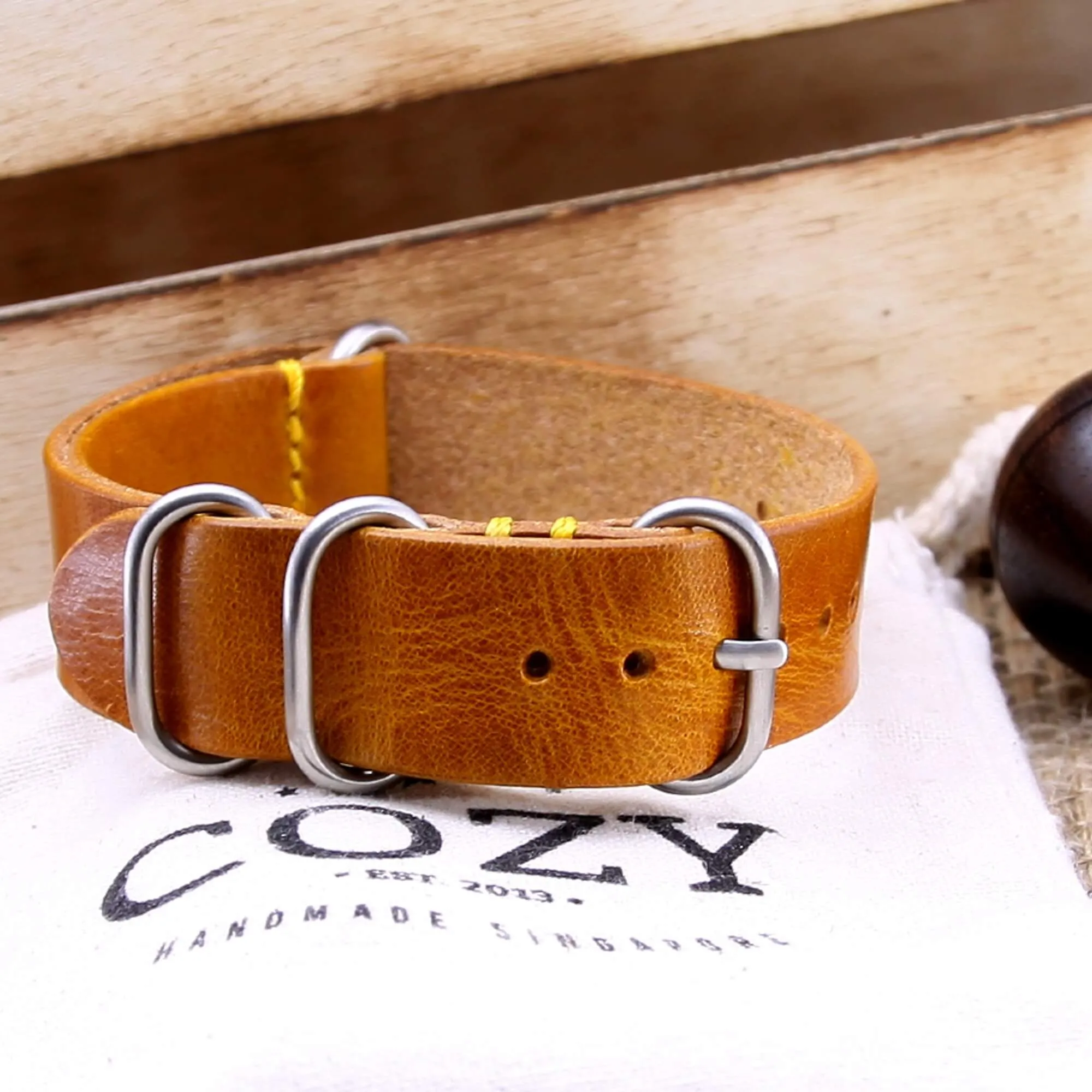 Leather Watch Strap, 4-Ring Military 104