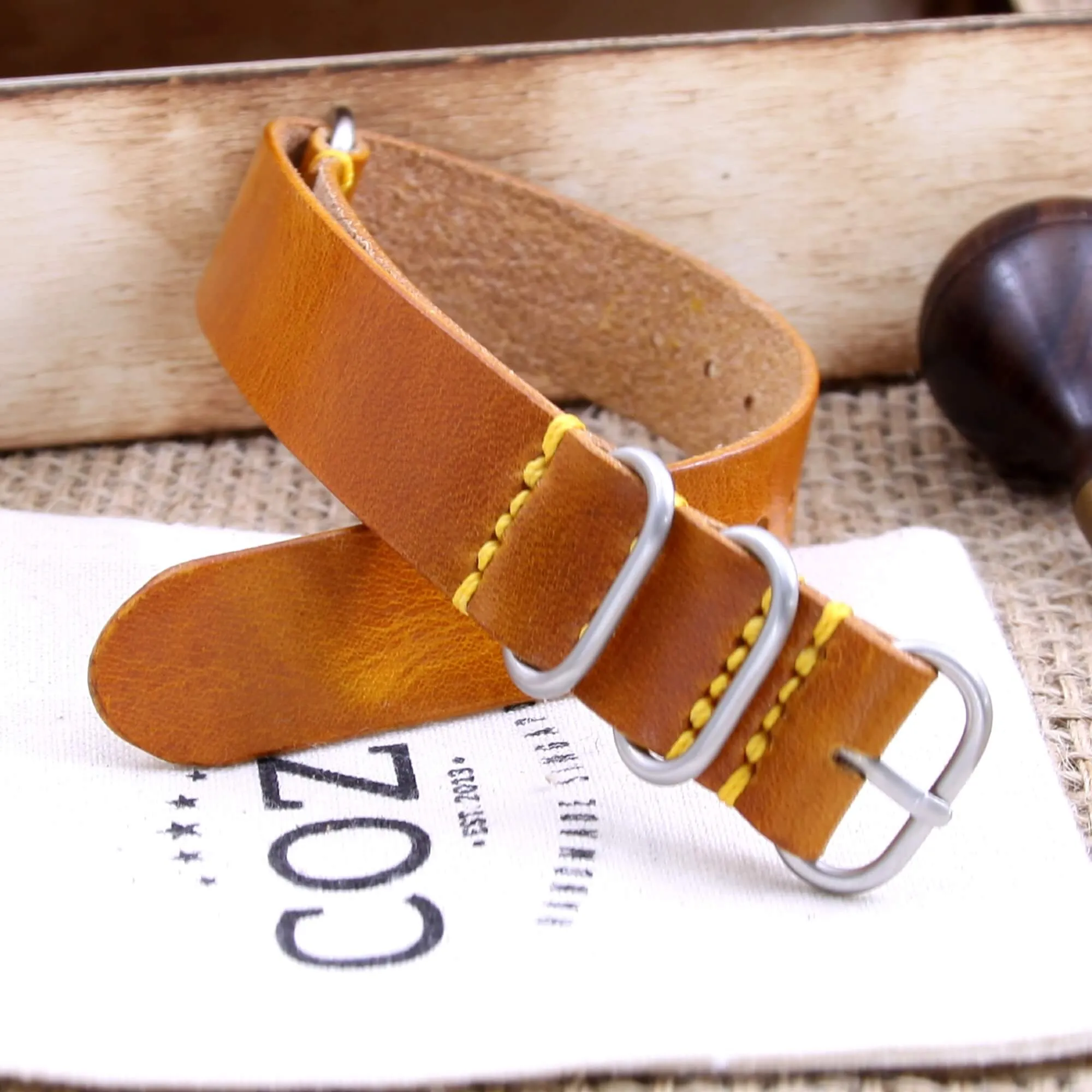 Leather Watch Strap, 4-Ring Military 104