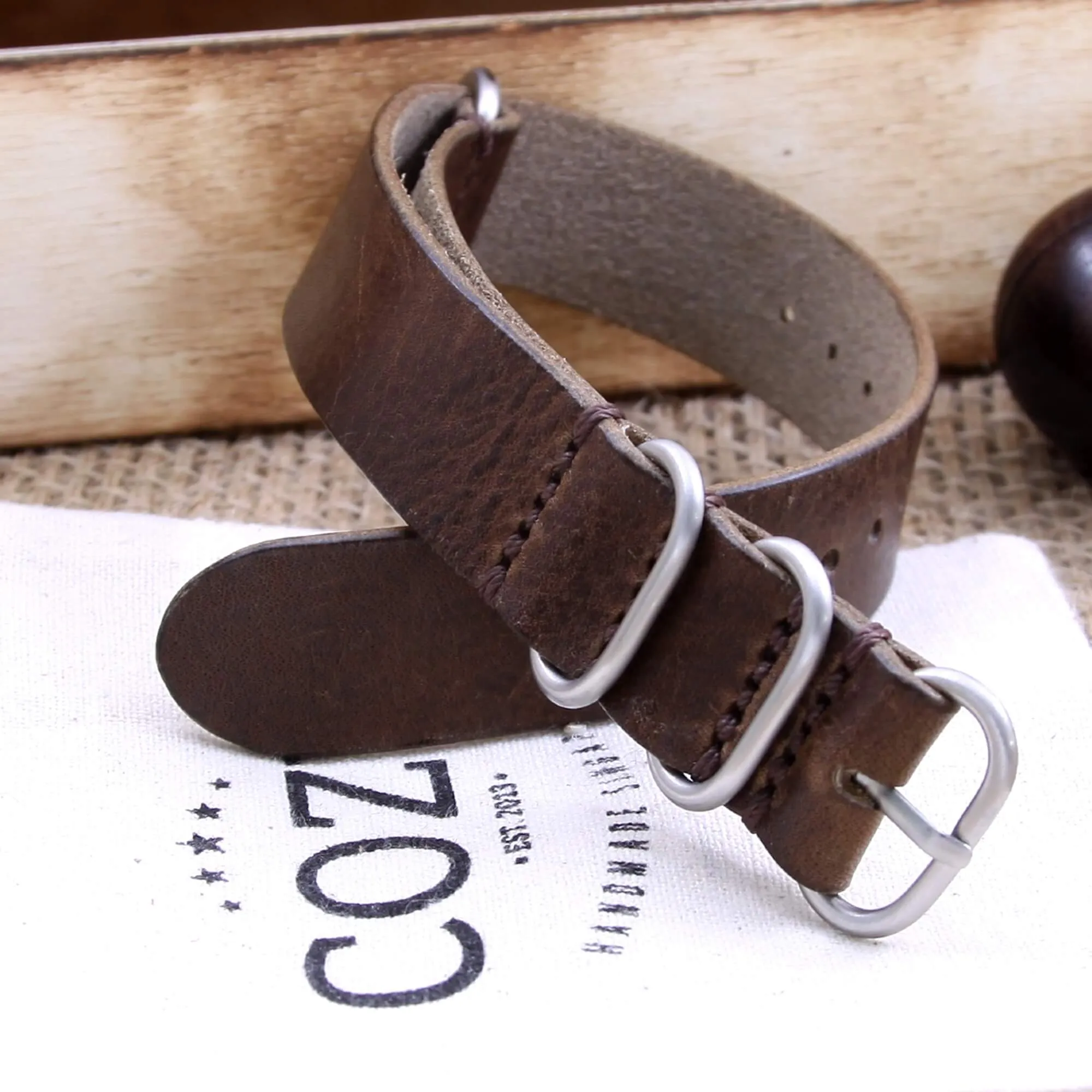 Leather Watch Strap, 4-Ring Vintage 404