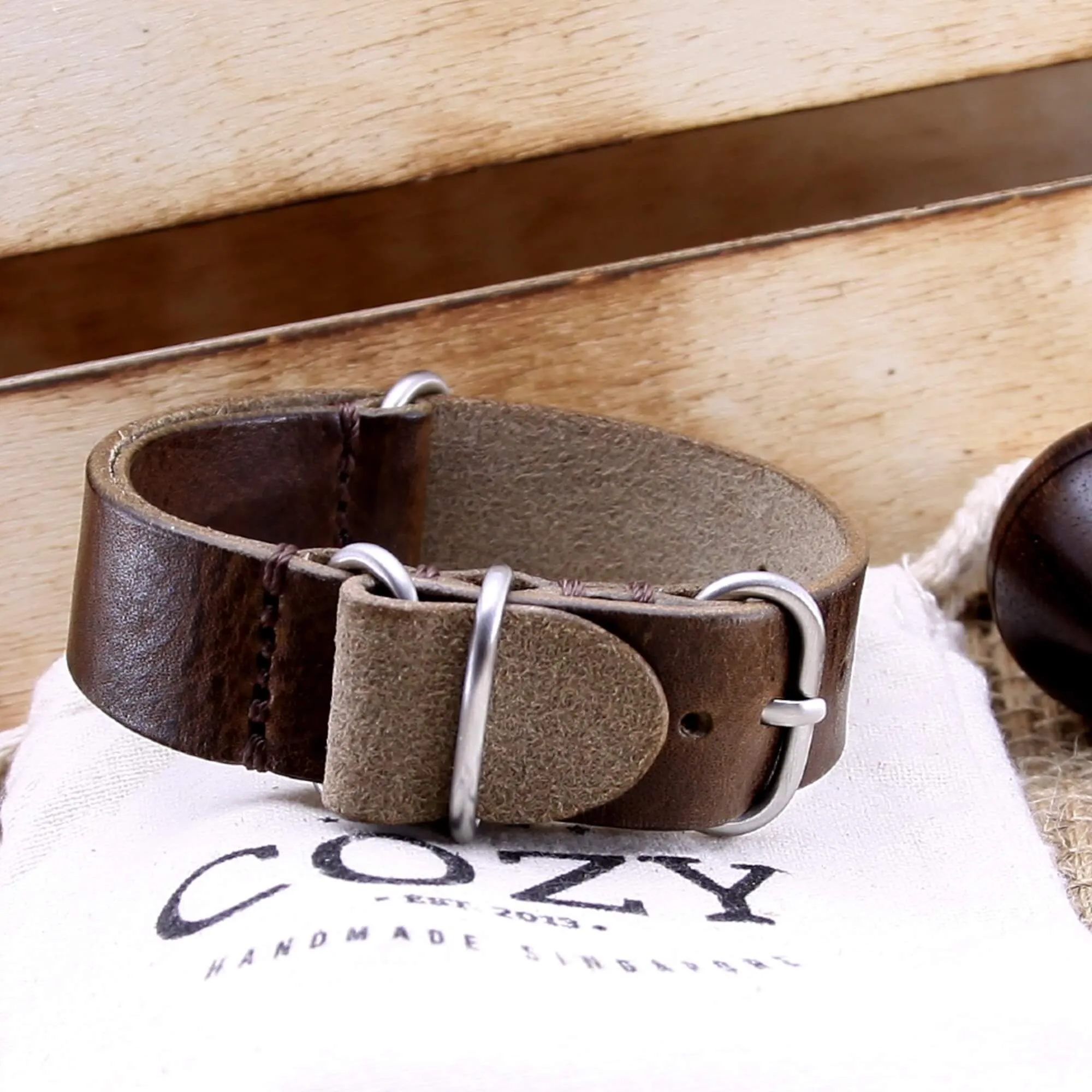 Leather Watch Strap, 4-Ring Vintage 404