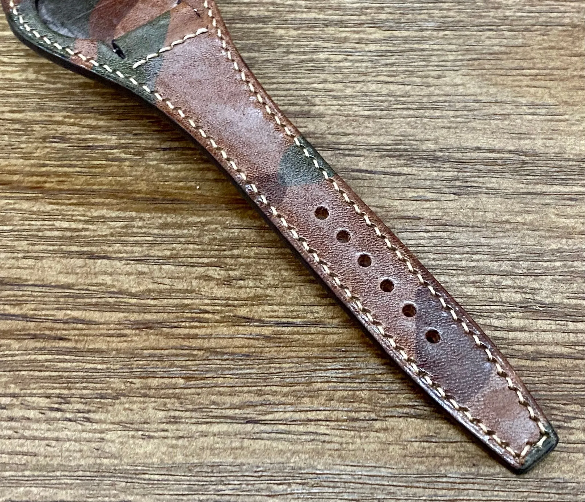 Leather Watch Straps, Brown Ghost Camouflage Pattern Genuine Leather Watch Band 20mm, Leather Cuff Watch Strap for 19mm, Personalise Gift Ideas for Birthday, Mens Wrists Accessories