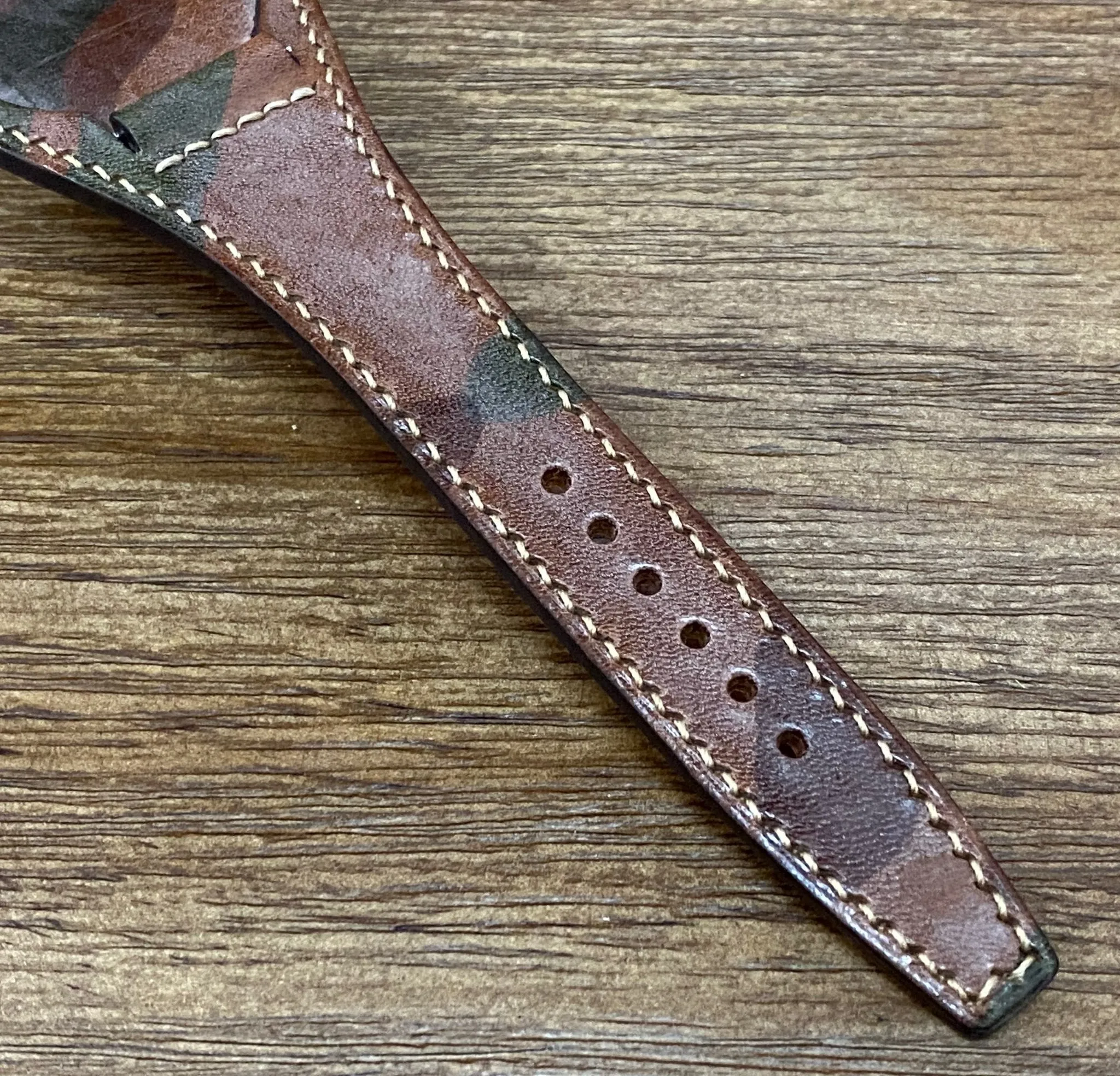 Leather Watch Straps, Brown Ghost Camouflage Pattern Genuine Leather Watch Band 20mm, Leather Cuff Watch Strap for 19mm, Personalise Gift Ideas for Birthday, Mens Wrists Accessories