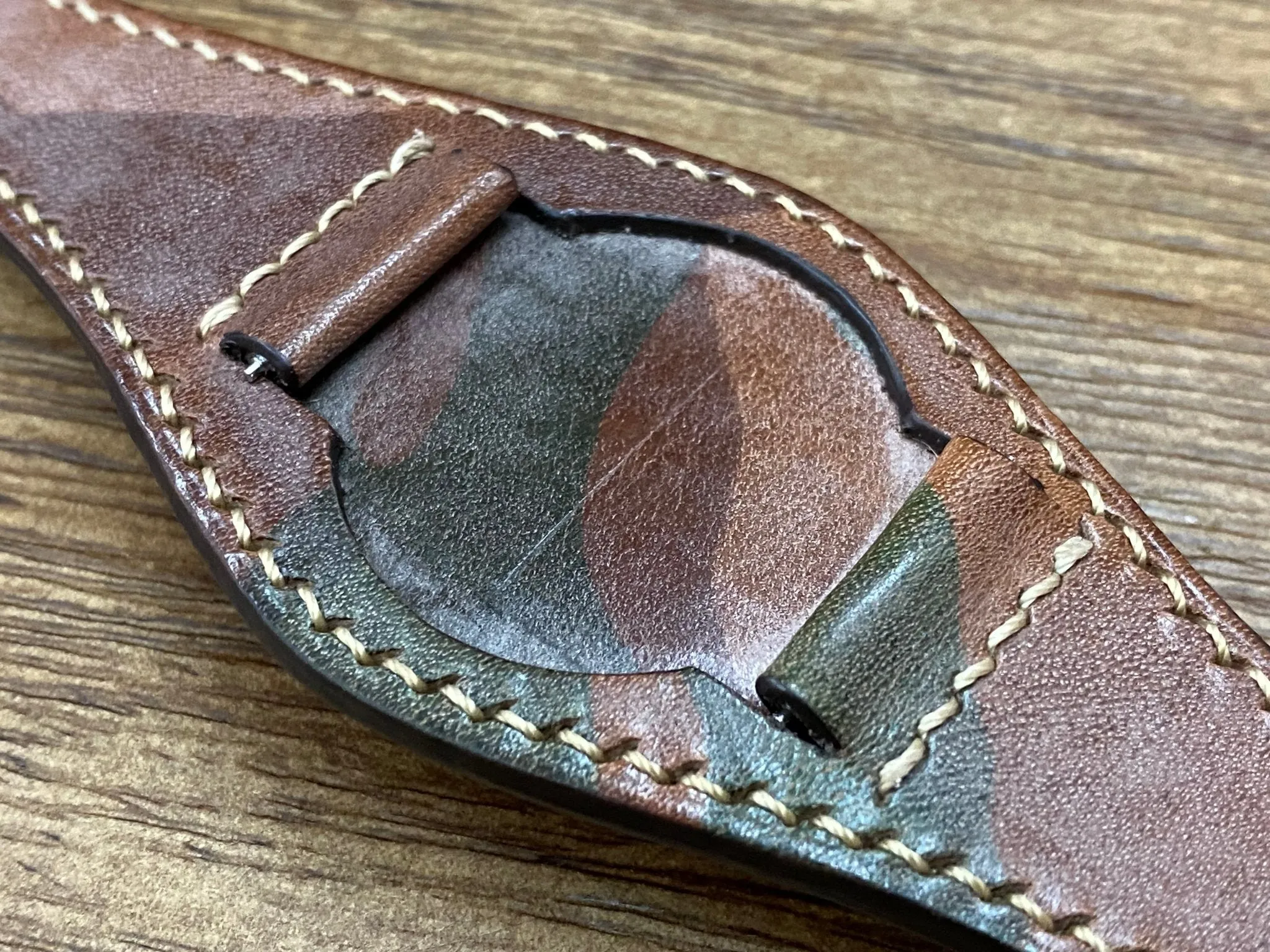Leather Watch Straps, Brown Ghost Camouflage Pattern Genuine Leather Watch Band 20mm, Leather Cuff Watch Strap for 19mm, Personalise Gift Ideas for Birthday, Mens Wrists Accessories