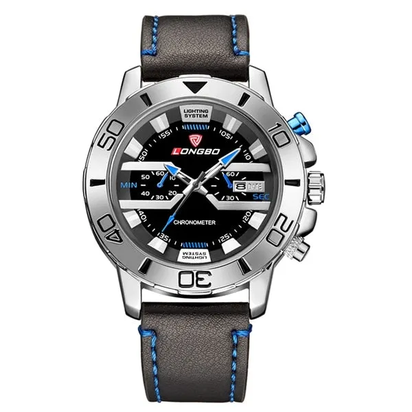 LONGBO Brand Sport Business Men's Watch with Leather straps Quartz Movement Water Resist Mens Watches Mens Watches Top Brand