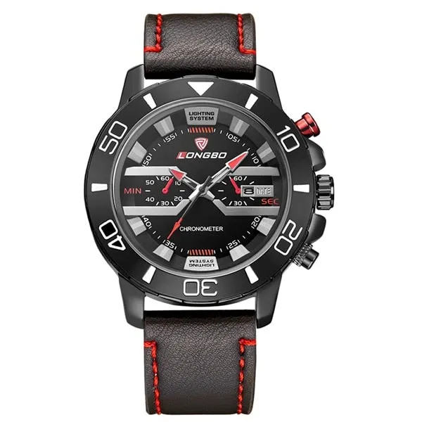 LONGBO Brand Sport Business Men's Watch with Leather straps Quartz Movement Water Resist Mens Watches Mens Watches Top Brand