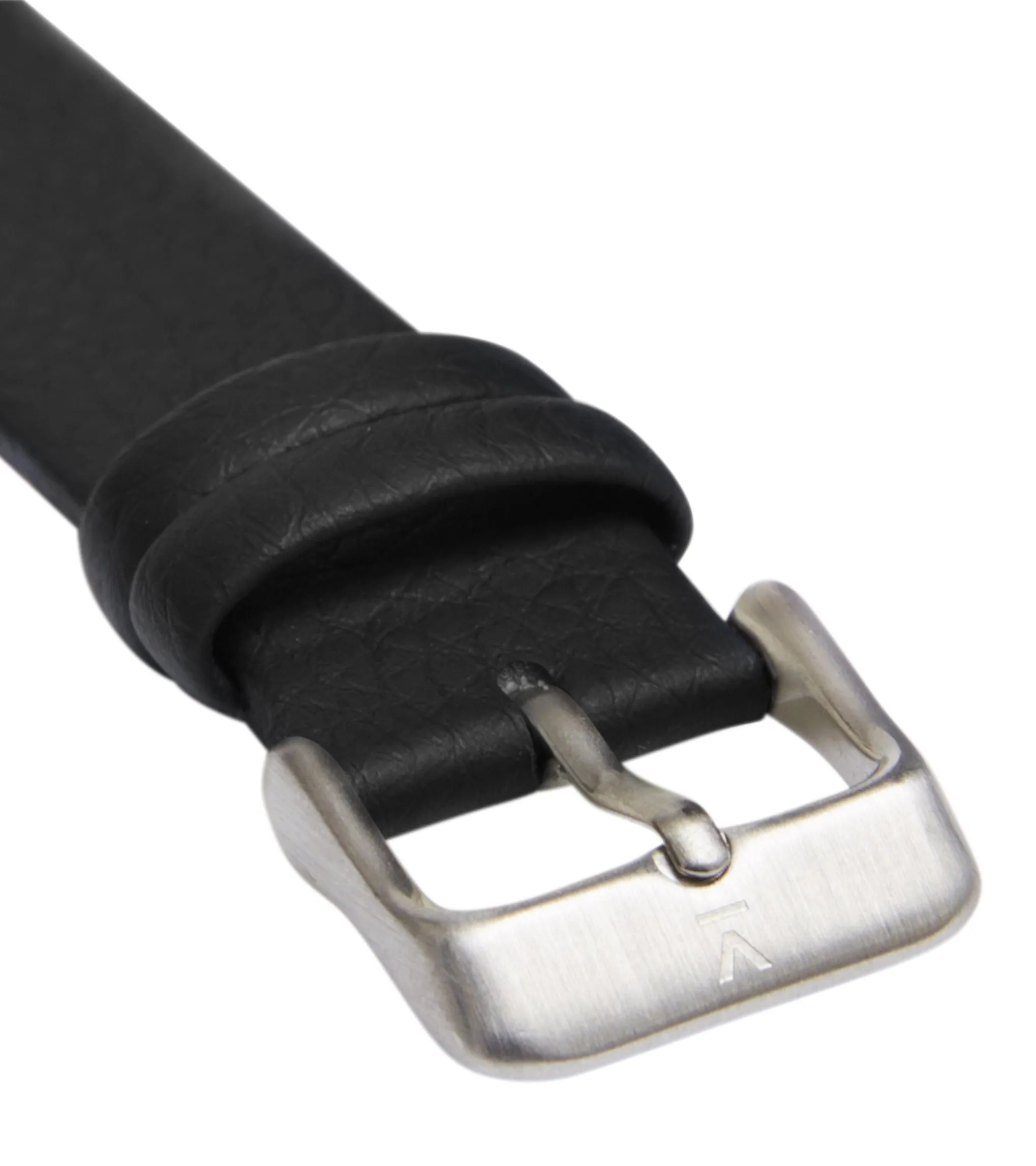 Lyka Silver and Black Watch with Grey Face | Black Vegan Leather Strap