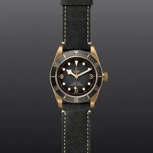 M79250BA-0001 Tudor 43mm Black Bay Bronze with a Unidirectional Rotatable Bronze Bezel, Slate Dial And Dark Grey Leather Strap.
