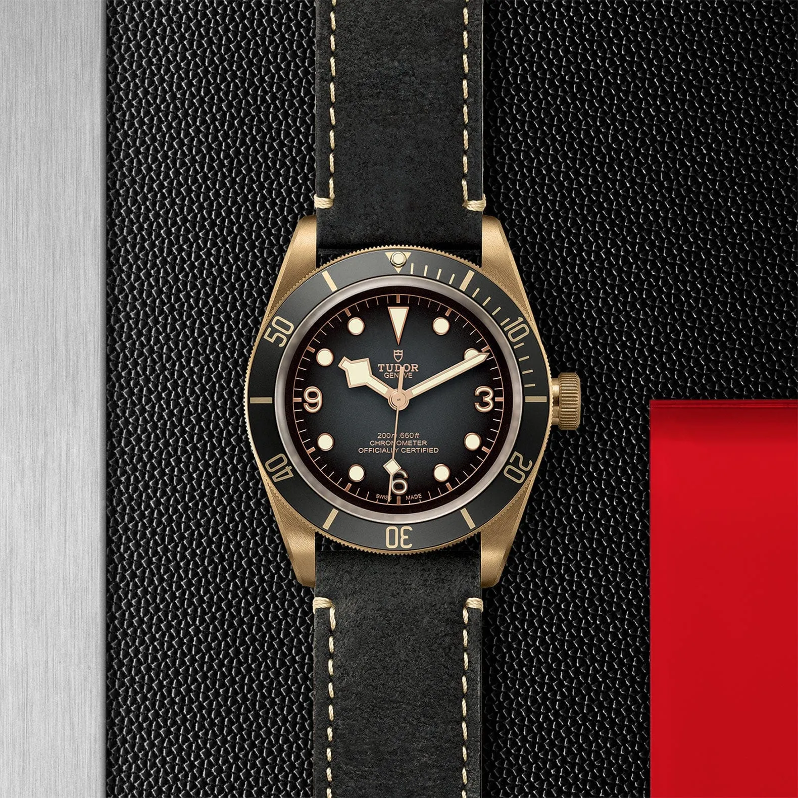 M79250BA-0001 Tudor 43mm Black Bay Bronze with a Unidirectional Rotatable Bronze Bezel, Slate Dial And Dark Grey Leather Strap.