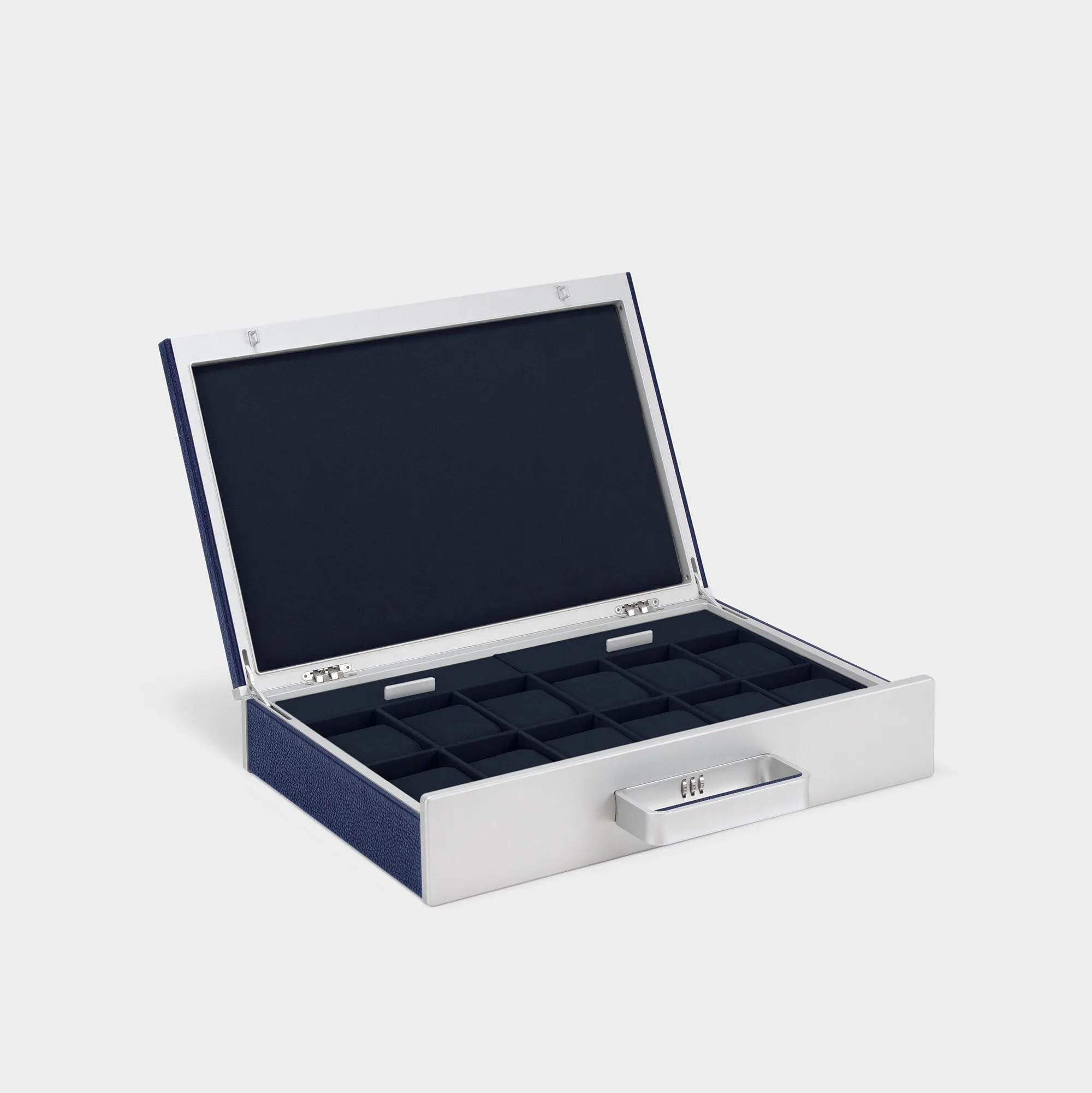 MACKENZIE 12 WATCH BRIEFCASE - SAPPHIRE / GREY