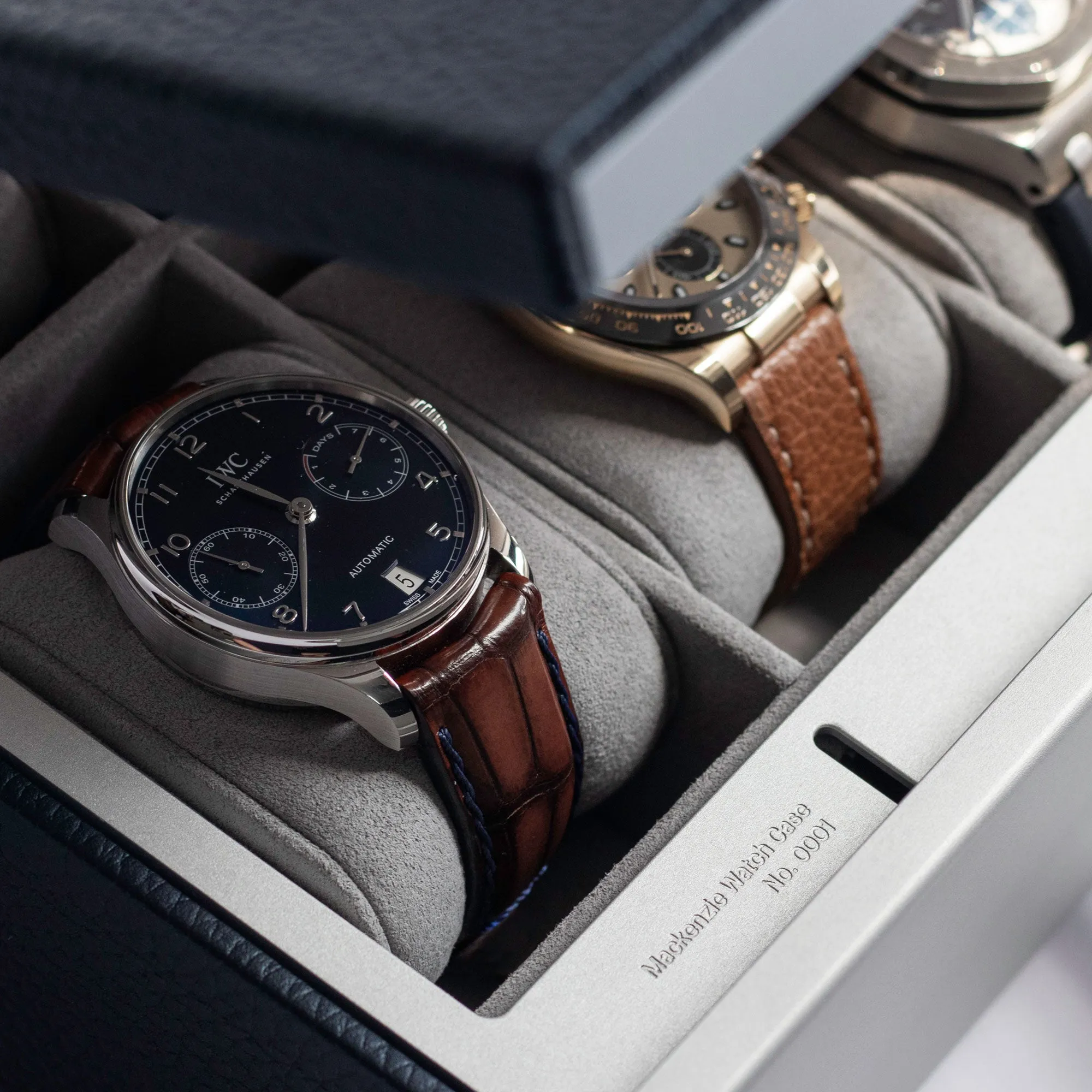 MACKENZIE 12 WATCH BRIEFCASE - SAPPHIRE / GREY