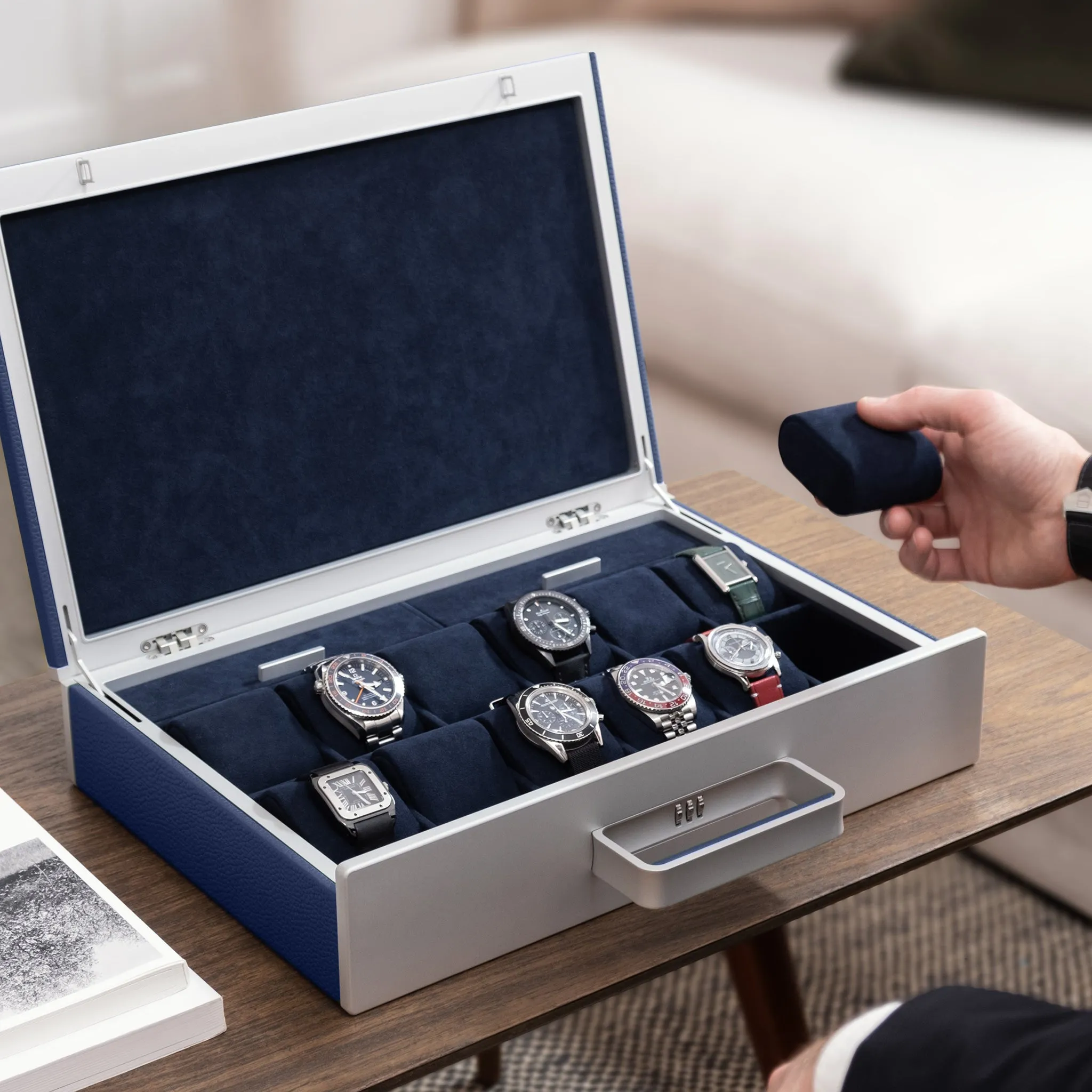 MACKENZIE 12 WATCH BRIEFCASE - SAPPHIRE / GREY