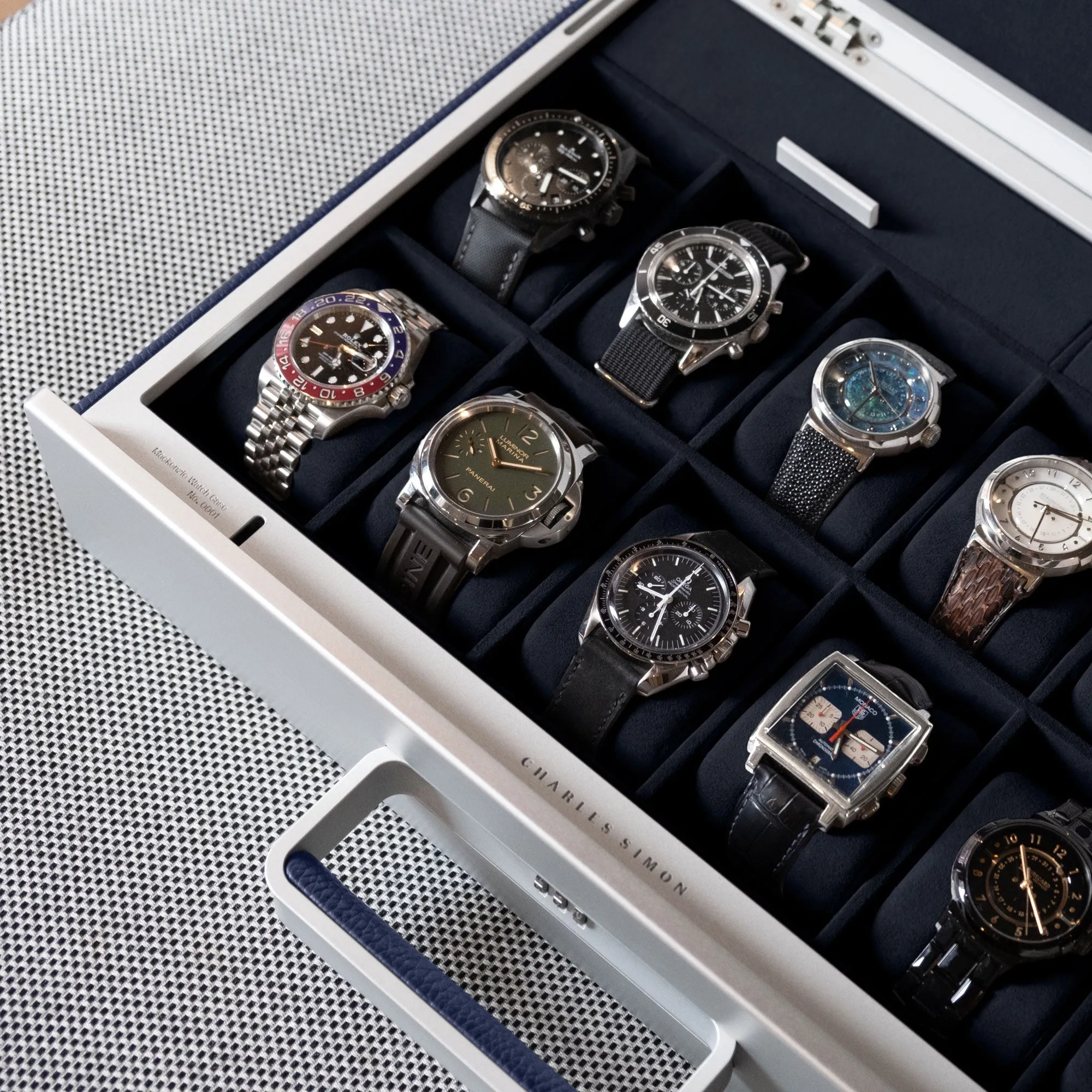 MACKENZIE 12 WATCH BRIEFCASE - SAPPHIRE / GREY