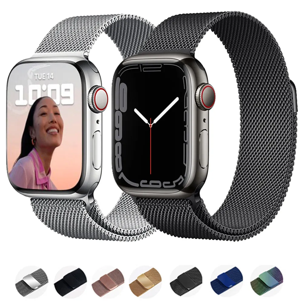 Magnetic Loop Strap For Apple watch Band 44mm 40mm 45mm 41mm 42mm 38mm Stainless steel correa bracelet iWatch serie 3 4 5 6 se 7