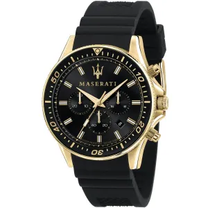 Maserati Sfida Black Silicone Strap Black Dial Quartz Watch for Gents - R8871640001